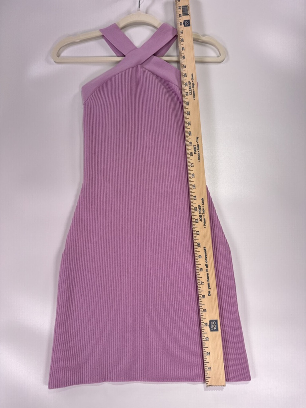 Aritzia Babaton Sculpt Knit Criss Cross Halter Mini Dress Lilac XS - Picture 7 of 10
